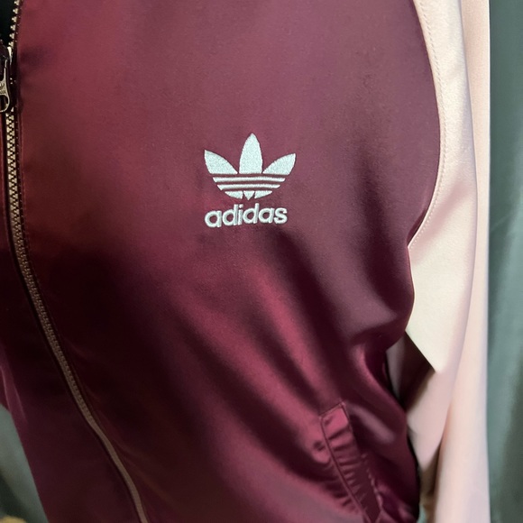 ADIDAS maroon/pink varsity jacket - Picture 7 of 9